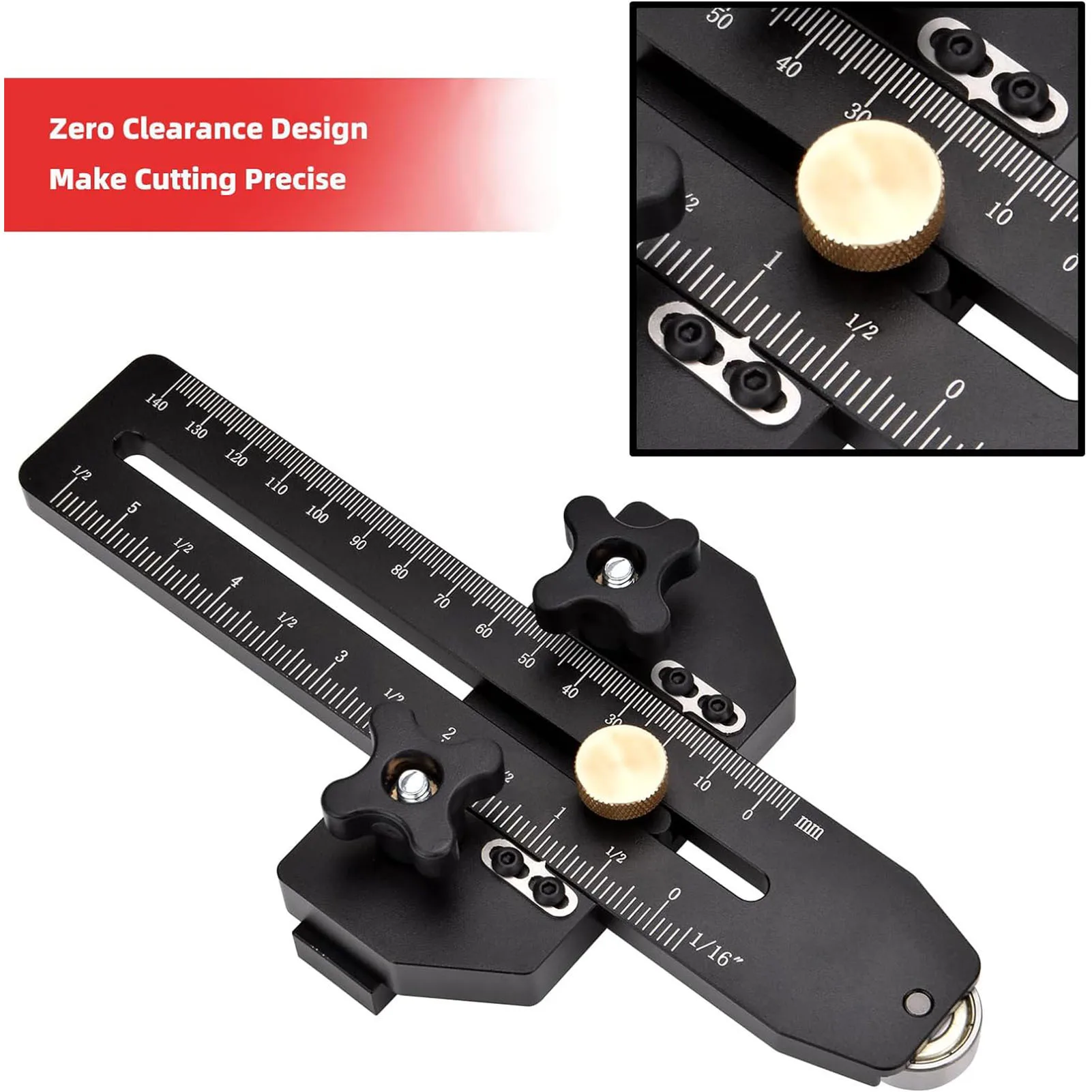 Thin Rip Jig Table Band Saw Router Table Fast Ripping Guide with Roller Limiter Woodworking Tool for 3/8 X 3/4in T Slot