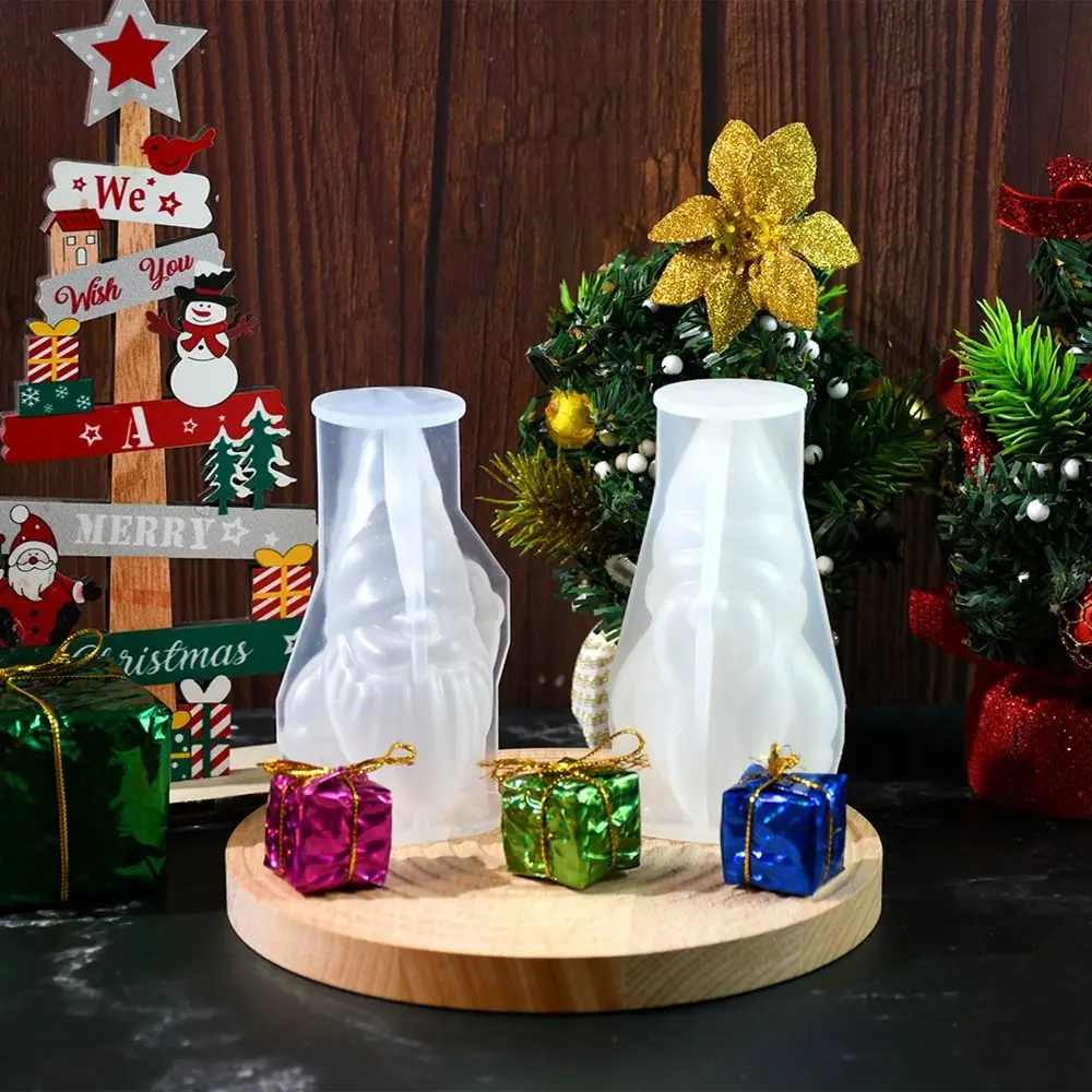 Molde de fundição de papai noel branco, molde epóxi de silicone 3d, gnome, vela, gadgets diy, acessórios artesanais, molde anão sem rosto