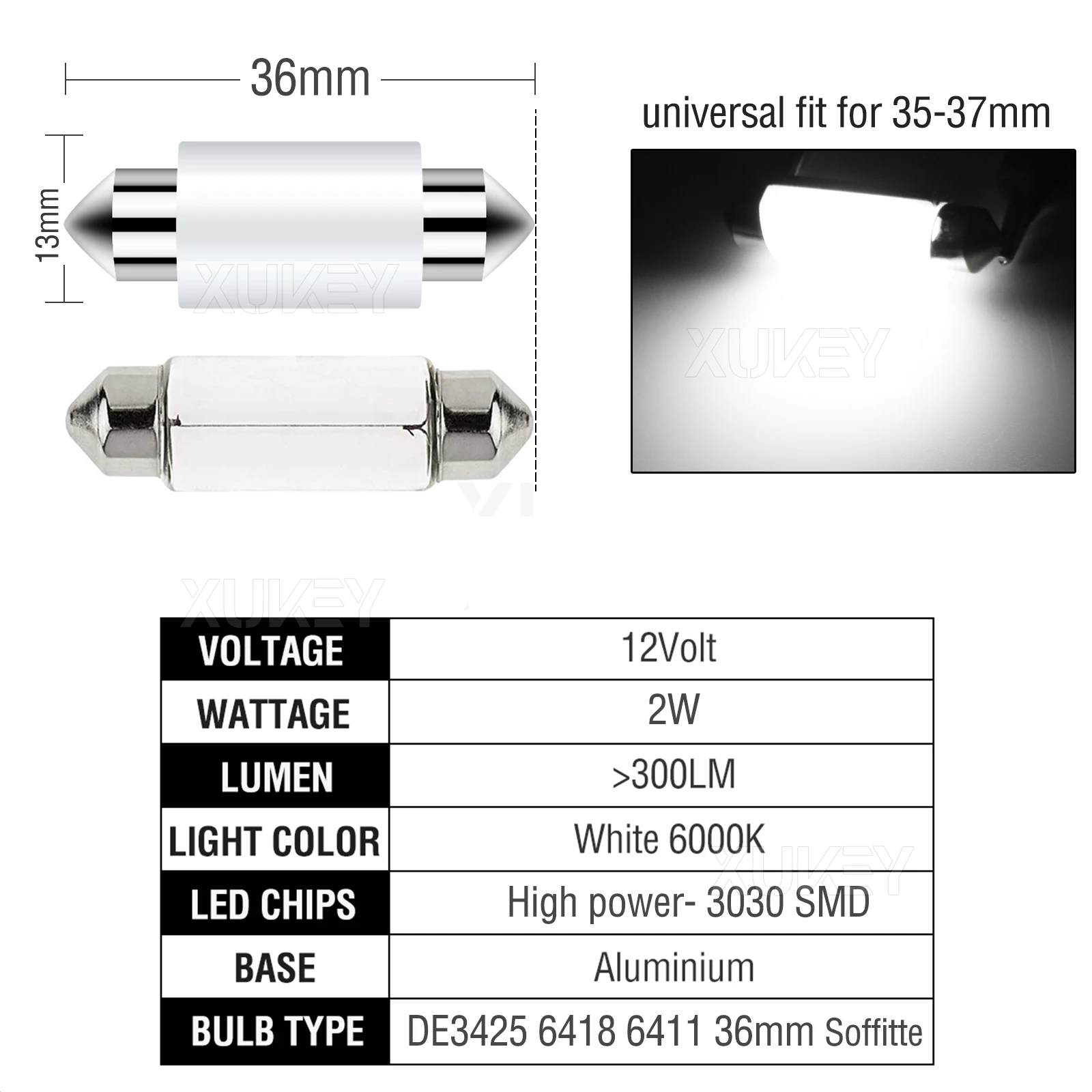 4 Uds. Festón LED de 36MM 6418 6411 DE3423 LED para puerta de mapa de cúpula puerta Interior maletero guantera luces placa de matrícula luz blanca C5w