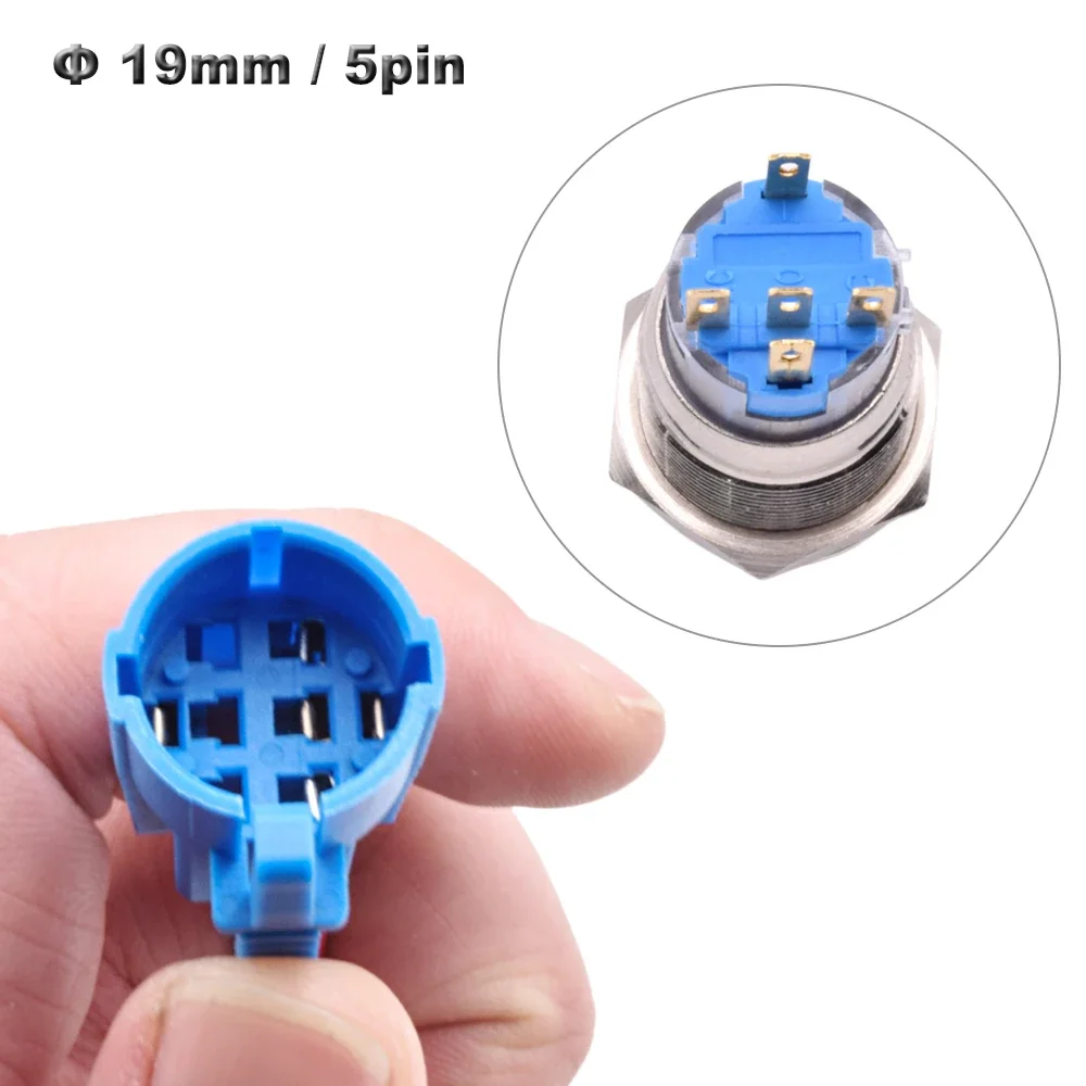19mm 5pin 8pin LED Light Metal Push Button Switch Accessories Electrical Cable Wire Quick Connectors Socket Harness Connection