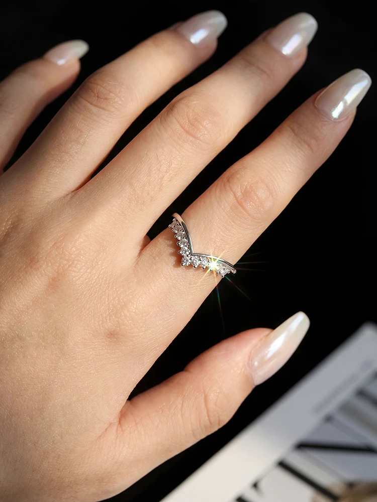 925 Sterling Silver Real Moissanite Diamond Elegant Crown Ring For Women Engagement Wedding Luxury High Quality Fine Jewelry
