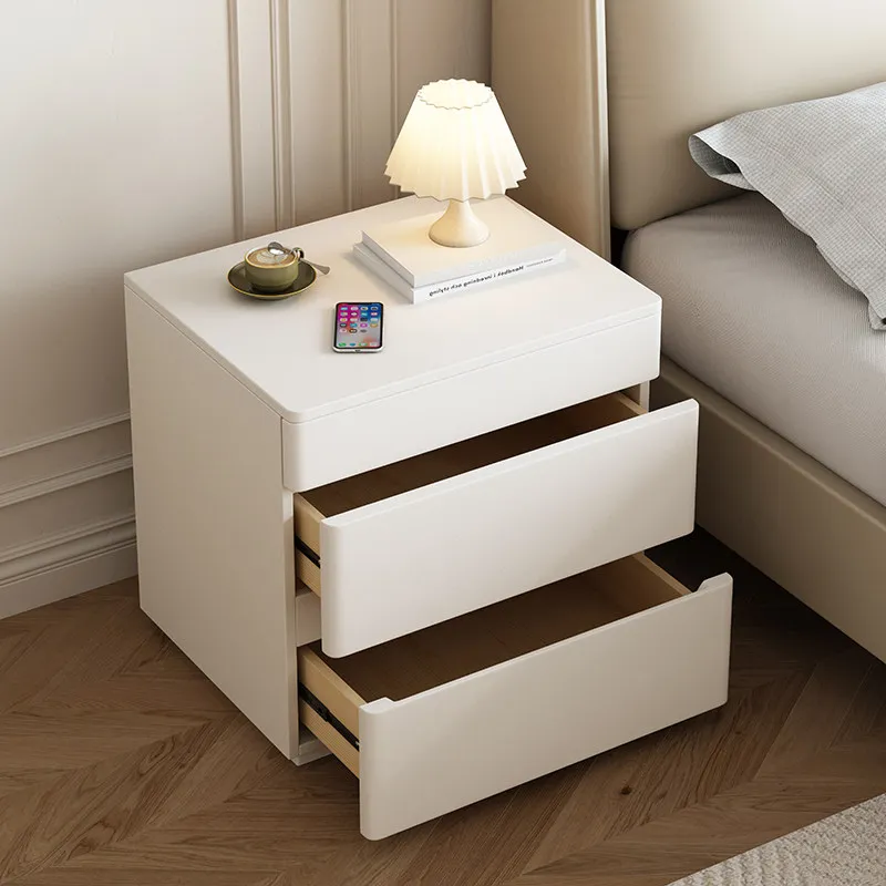 Table de chevet nordique crème avec compartiment secret sécurisé, table de chevet moderne minimaliste, meubles de style rustique glamour