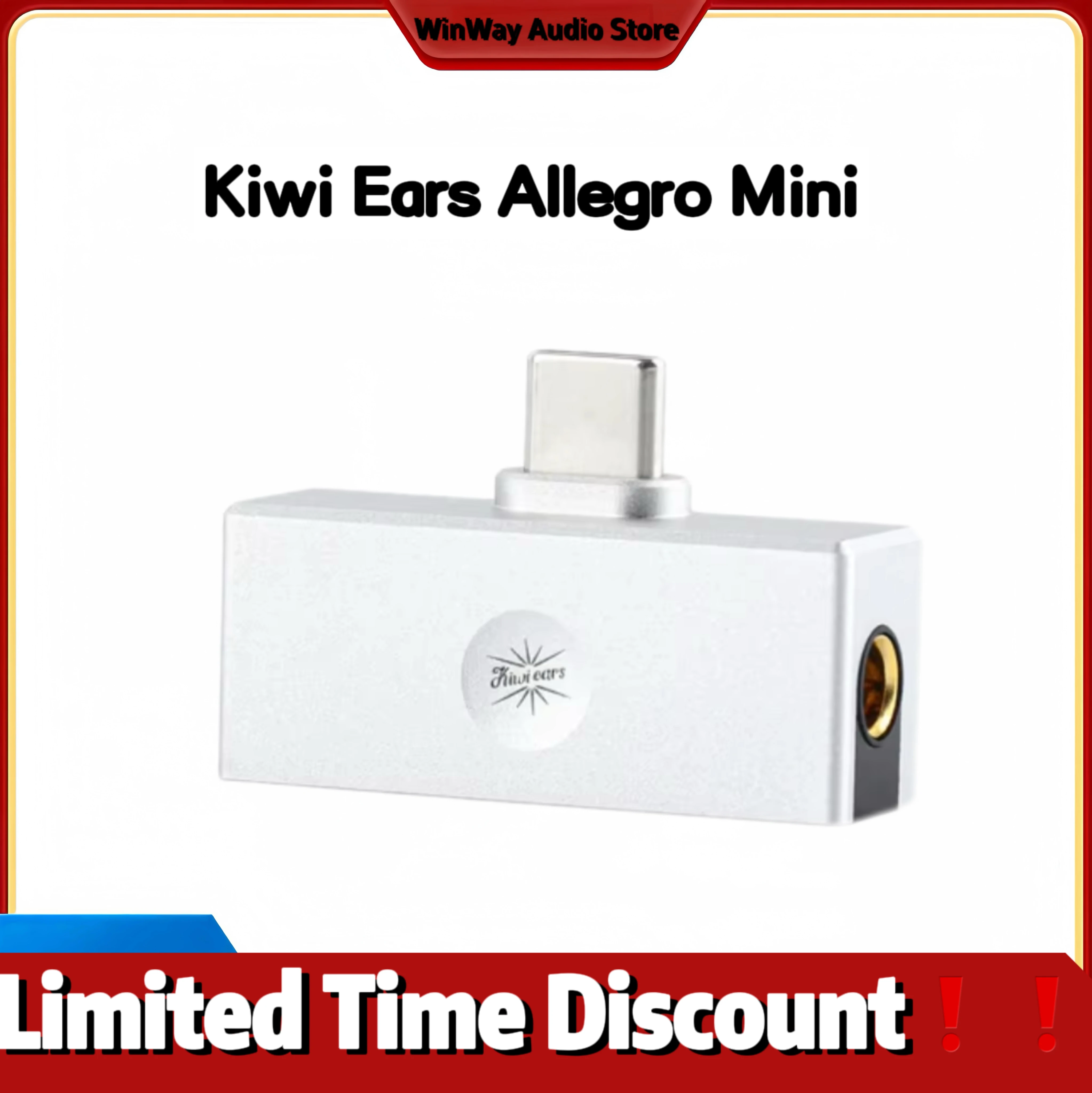 Kiwi Ears Allegro Mini Portable High-Fidelity DAC USB C to 3.5/4.4mm Output with High Resolution 32bit/384kHz HiFi Amp