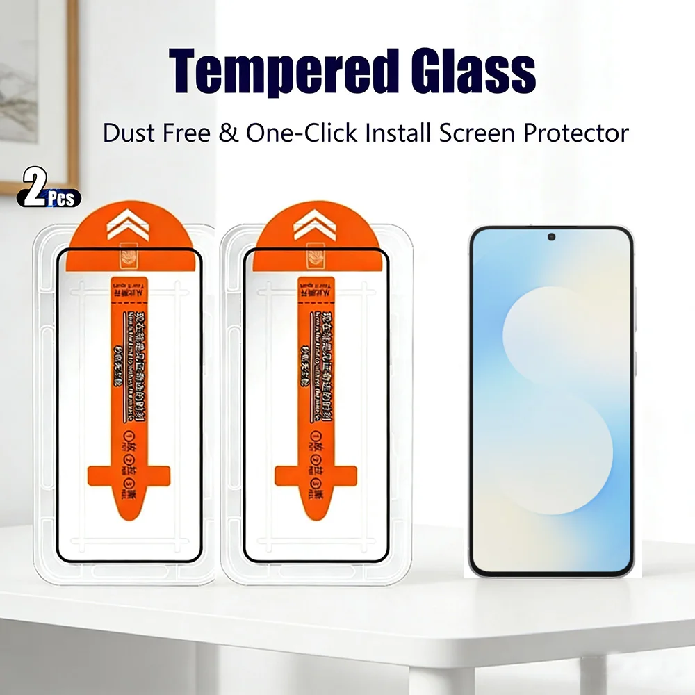 

2pcs HD Screen Protector for Samsung S26 Ultra S25 FE/Plus Tempered Glass Galaxy S25 Ultra S25FE S26+ S25+ Dust-Proof Install