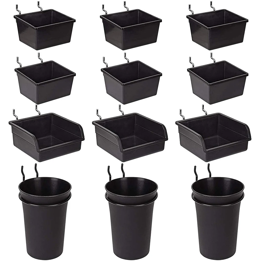 A36T-Pegboard Bins Peg Board Cups With Hooks & Loops 12 Pack,Assortment Organizer Accessory,Tools Storage Arrange System Kit