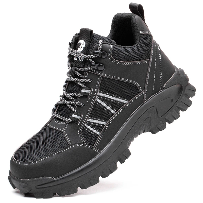 Men'S Breathable Safety Shoes Anti‑Smash Anti‑Puncture Wear‑Resistant Protective Industrial Work Footwear For Construction Site