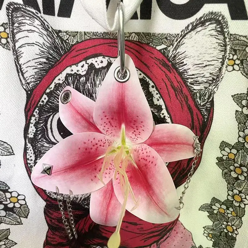 الإبداعية الأوركيد زنبق محاكاة زهرة المفاتيح الأزياء حقيبة الظهر اكسسوارات الديكور