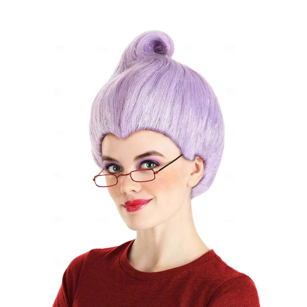 HAIRJOY Women  Synthetic Hair Wig Short Light Purple Fairy Godmother Costume Wig   for Carvinal Cosplay Costume