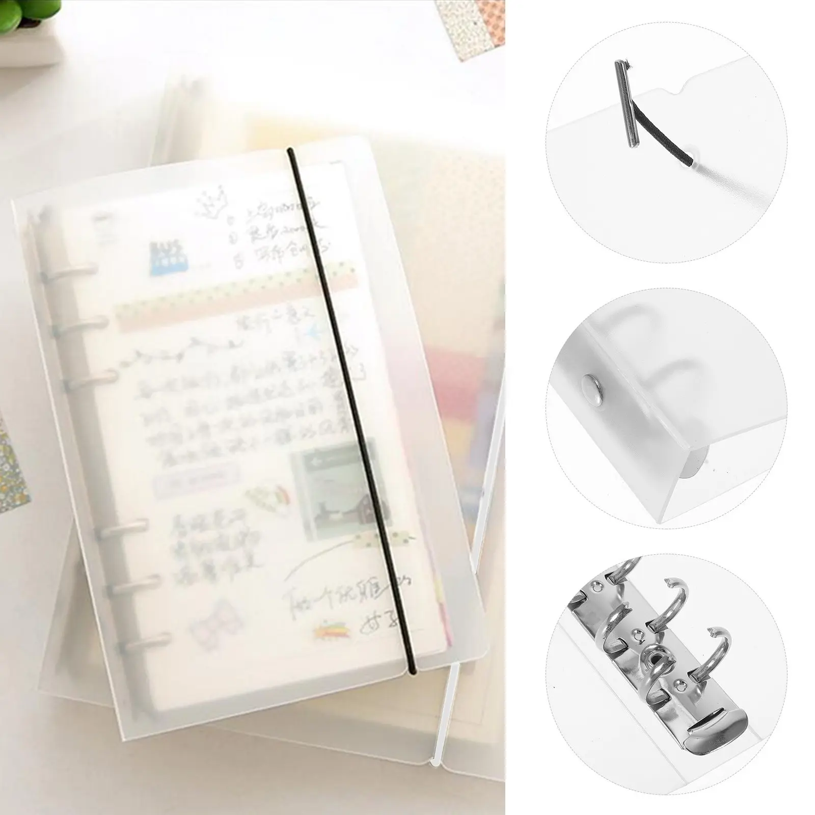 

2Pcs Binder Notebook Folder Premium Metal PP Office File Organizer Portable A5 Ring Binder Document Storage Folder