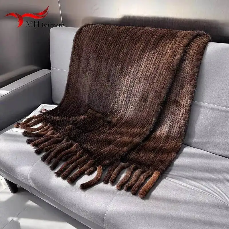 

Korean Style Mink Fur Shawl for Women Winter Warmth Extra Large and Wide Tassel with Pocket Fur Scarf Shearling Shawl