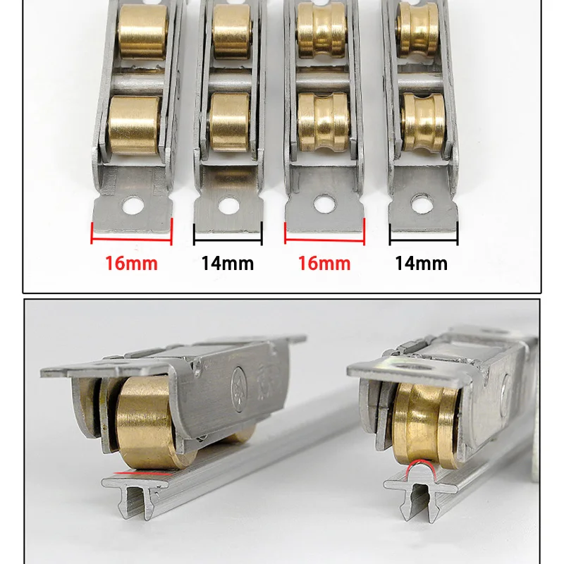 1Pc Stainless Steel Window Pulley Slot Wheels Copper U Groove Track Door Roller Casters Sliding Glass Window Hardware Fitting