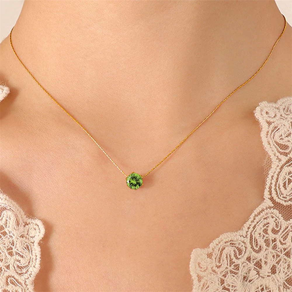 العصرية مكعب زركونيا كوكبة القلائد 12 شهر جوهرة الميلاد قلادة مجوهرات للنساء فتاة Tendencia 2025 مجوهرات #4