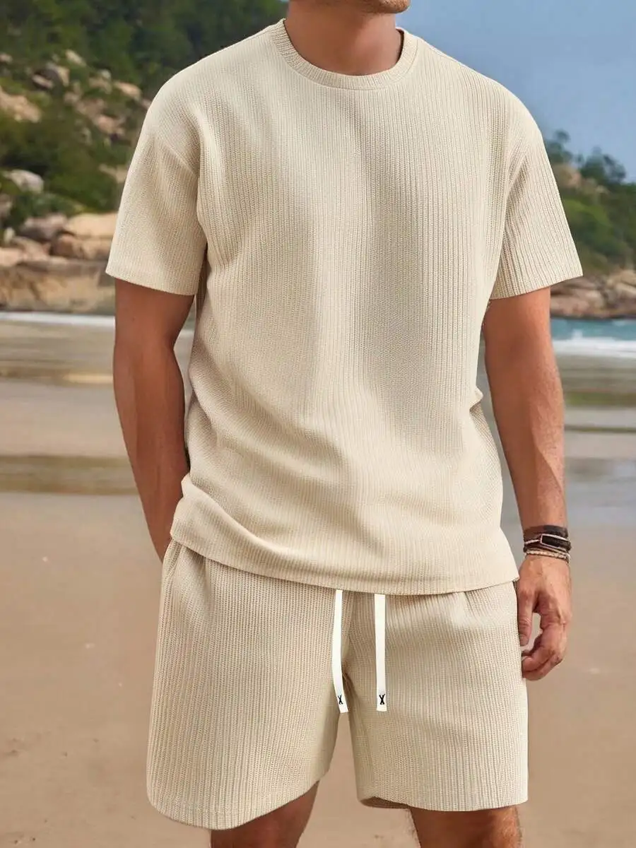 2-Piece Set Of Short Sleeved T-Shirts, Shorts, Men's Casual Fitness, Outdoor Sports, Running, College Style, Summer New view 4