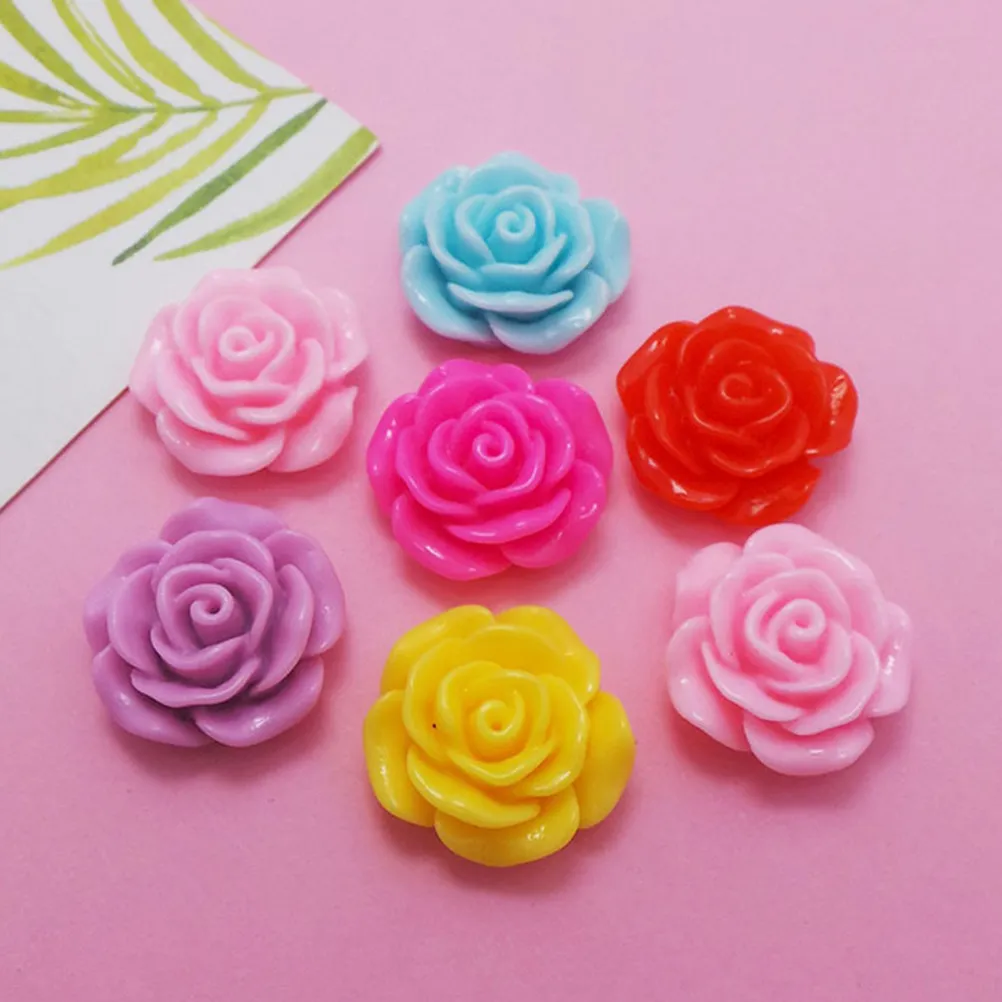 

200Pcs Resin Rose Flower Embellishments Mixed Color 15Mm Handmade Ornaments DIY Crafts Accessories for Jewelry Phone Case Hair