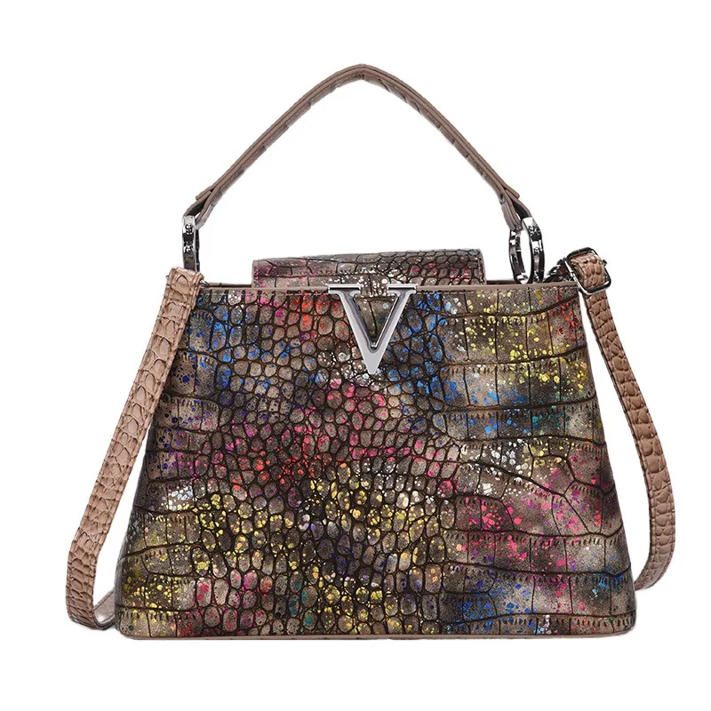 ‌ خمر التمساح تنقش حمل حقيبة Crossbody/الكتف/اليد محفظة متعددة الاتجاهات خفيفة الوزن حقيبة أنيقة للنساء ريترو الموضة