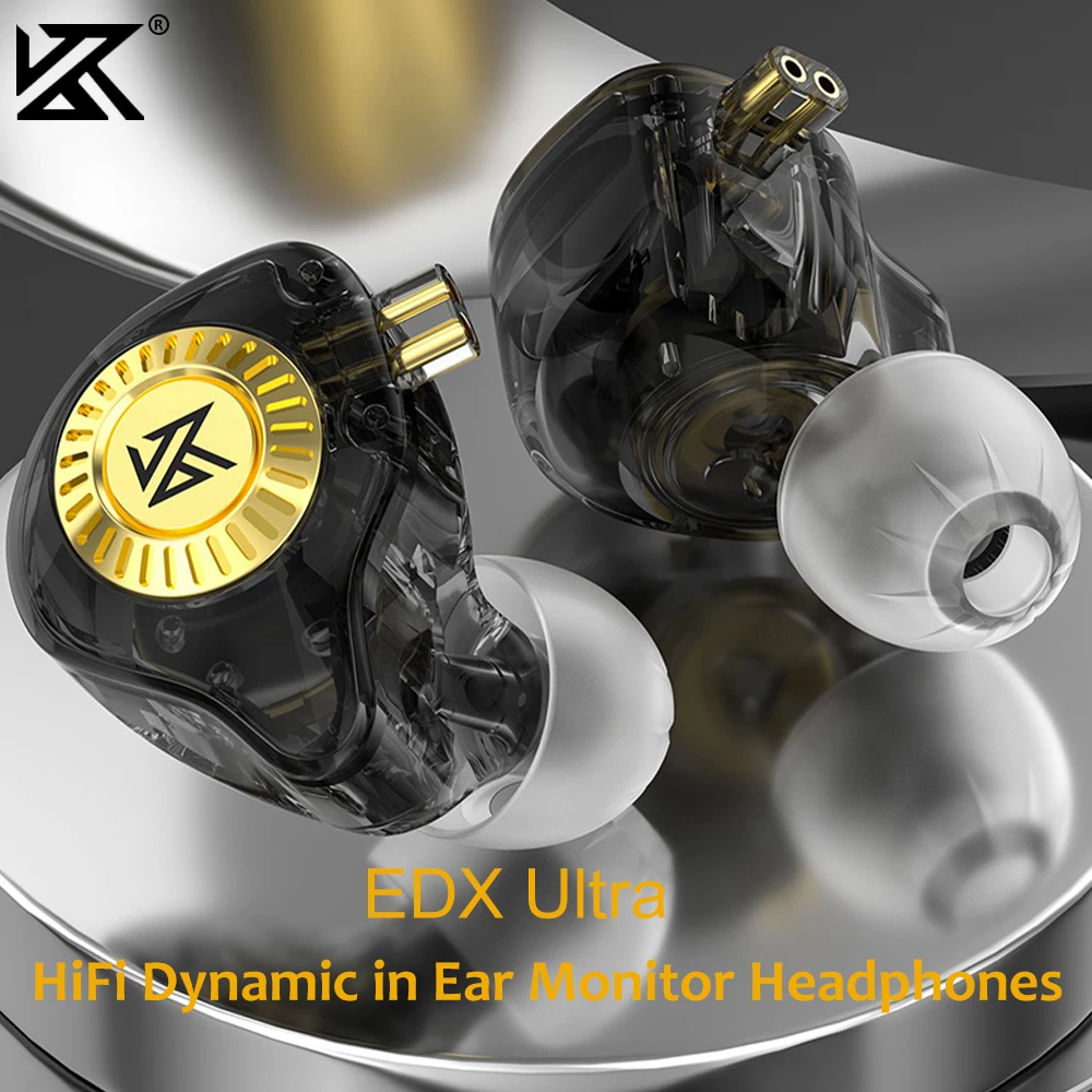 KZ EDX Ultra IEM Earphones HiFi Dynamic in Ear Monitor Headphones Noise Cancelling Headset with 3.5mm Plug 2Pin Detachable Cable