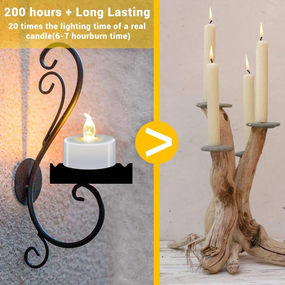 Flameless Battery Operated LED Tea Lights 12 Pack with Realistic Flickering Warm White Glow Lasts Over 200 Hours Perfect for Home Decor Wedding Centerpieces Party Supplies Romantic Ambiance Halloween Christmas view 5