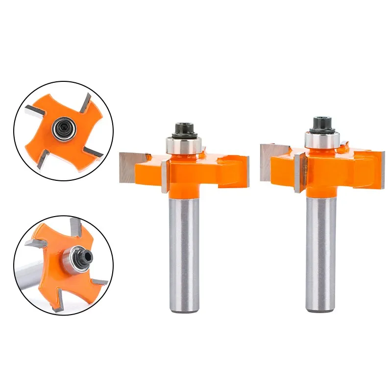 XCAN Milling Cutter 8mm Shank T Type Wood Milling Cutter With Bearings Industrial Grade Router Bit for Woodworking Tool 1PC