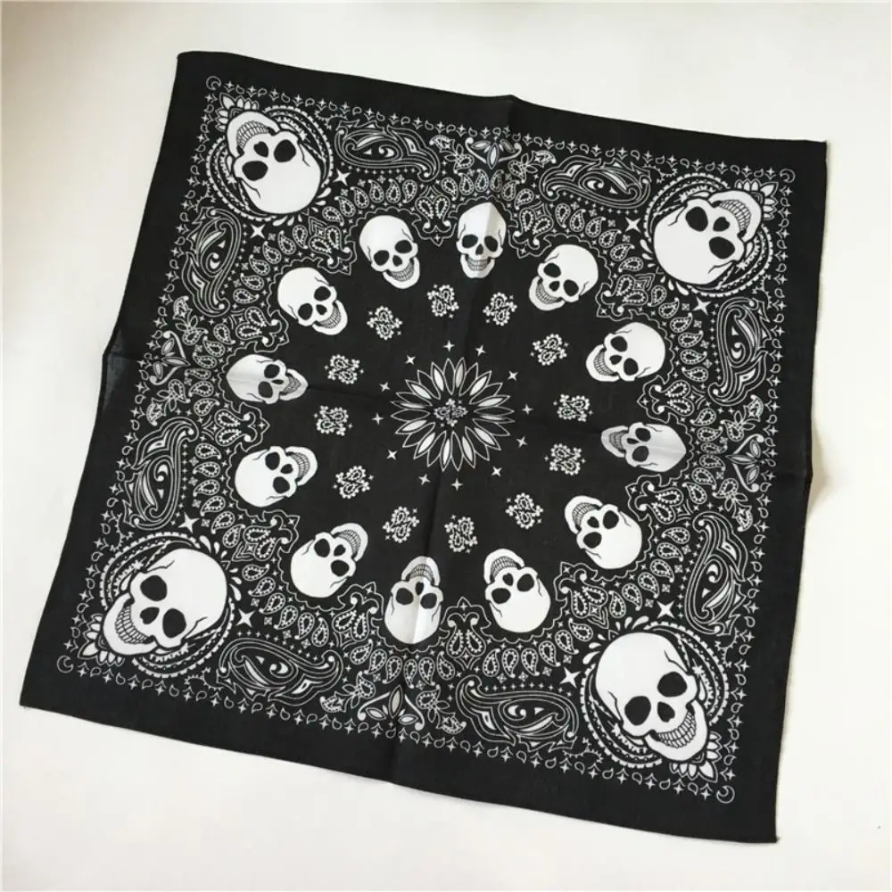 100% Cotton Material Hip Hop Scarf Western Style Skull Cashew Pattern Windproof Printed Shawl Sun Protection Scarf Women\'s