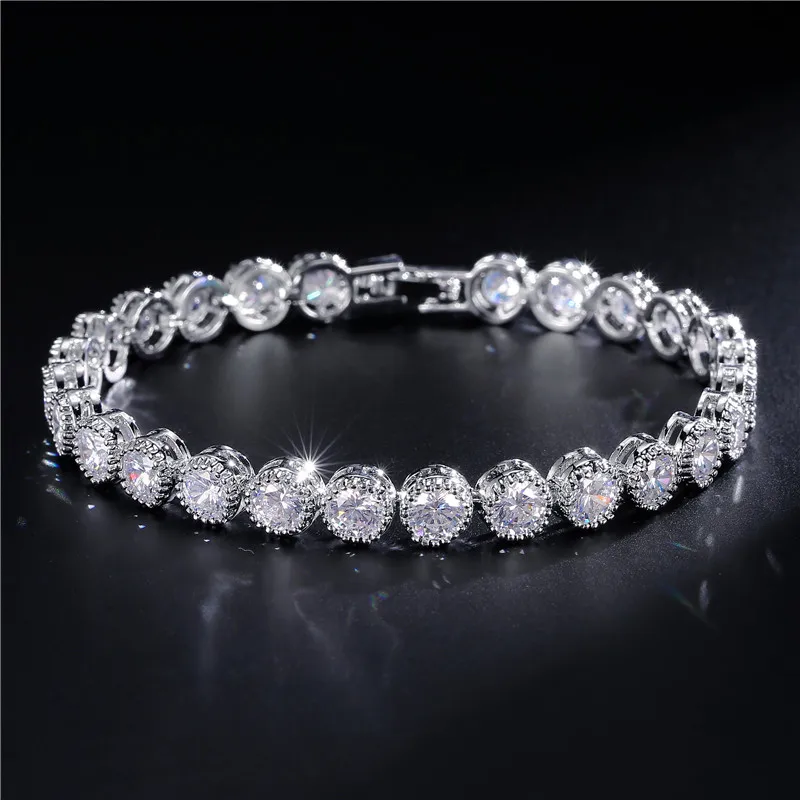 هيب هوب / روك عصرية جولة زيركونيا أساور التنس للأزياء الرجال النساء الذهب لون الكريستال سوار المجوهرات