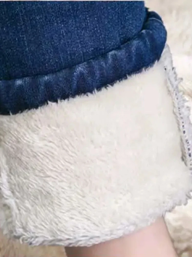 Skinny Lambwool Lined Warm Pencil Jeans Fall Winter Women High Waist  Denim Pants Casual Plush Snow Wear New Vaqueros