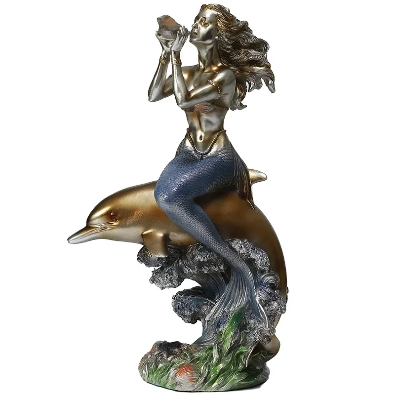 Mediterranean mermaid handicrafts conch dolphin European wedding housewarming gifts decorative ornaments study decoration