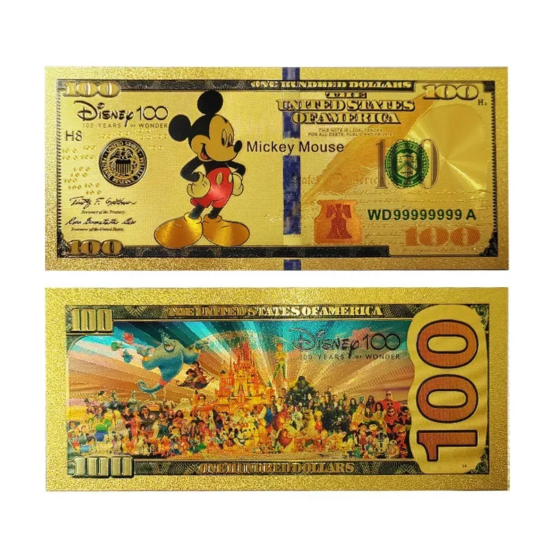 Disney Mickey Mouse Donald Duck Golden card American cartoon anime gold foil banknote creative kid's christmas birthday gift