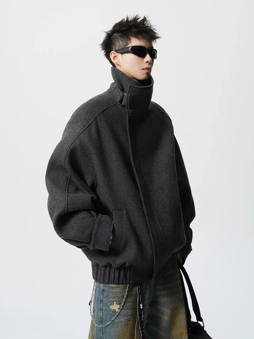 

Мужская хлопковая куртка Cleanfit: зимняя, свободного кроя, с высоким воротником, имитация шерсти, повседневная, с декоративной молнией, теплая, утепленная