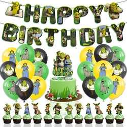 Movie Shreke Theme Kids Birthday Party Balloon Decorations Boy Baby Shower Party Banner Cake Topper DIY Supplies Toys