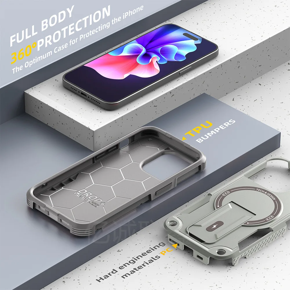 Invisible stand Bundesliga magnetic phone case For iPhone 16 15 14 13 12 Pro Max Lanyard anti-fall case for iPhone 16 15 14 plus image 5
