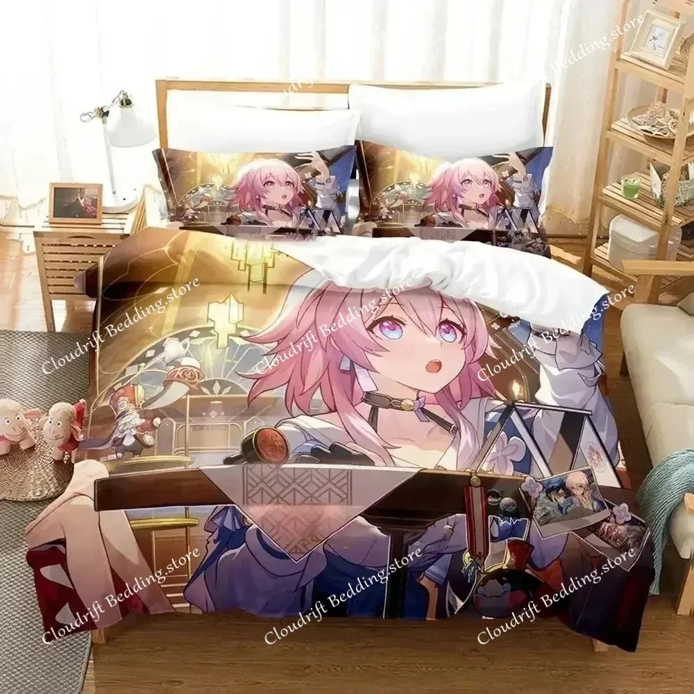 3D Print Anime Honkai Star Rail Bedding Set Duvet Cover Bed Set Quilt Cover Pillowcase Comforter king Queen Size Boys Adult