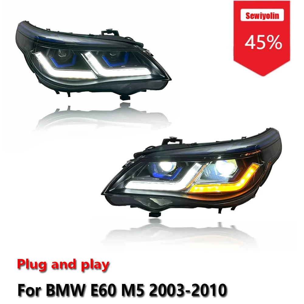 

Светодиодные фары Sewiyolin для BMW E60 M5 2003-2010 с функциями DRL, стоп-сигнала и указателей поворота, установка Plug and Play