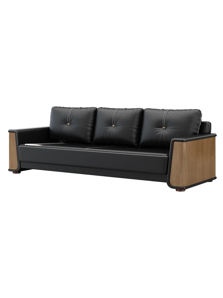 Office sofa Simple modern business reception set three leather meeting office sofa