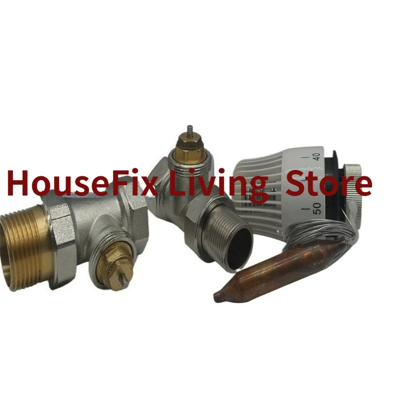 2-Way Straight Thermostatic Valve, Remote Sensor for Heating System Control