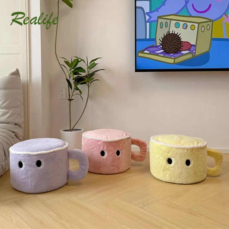 Realife Creative Stool Home Living Room Coffee Table Stool Sofa Footstool Dopamine Water Cup Stool Entrance Soft Bag Stool 2025