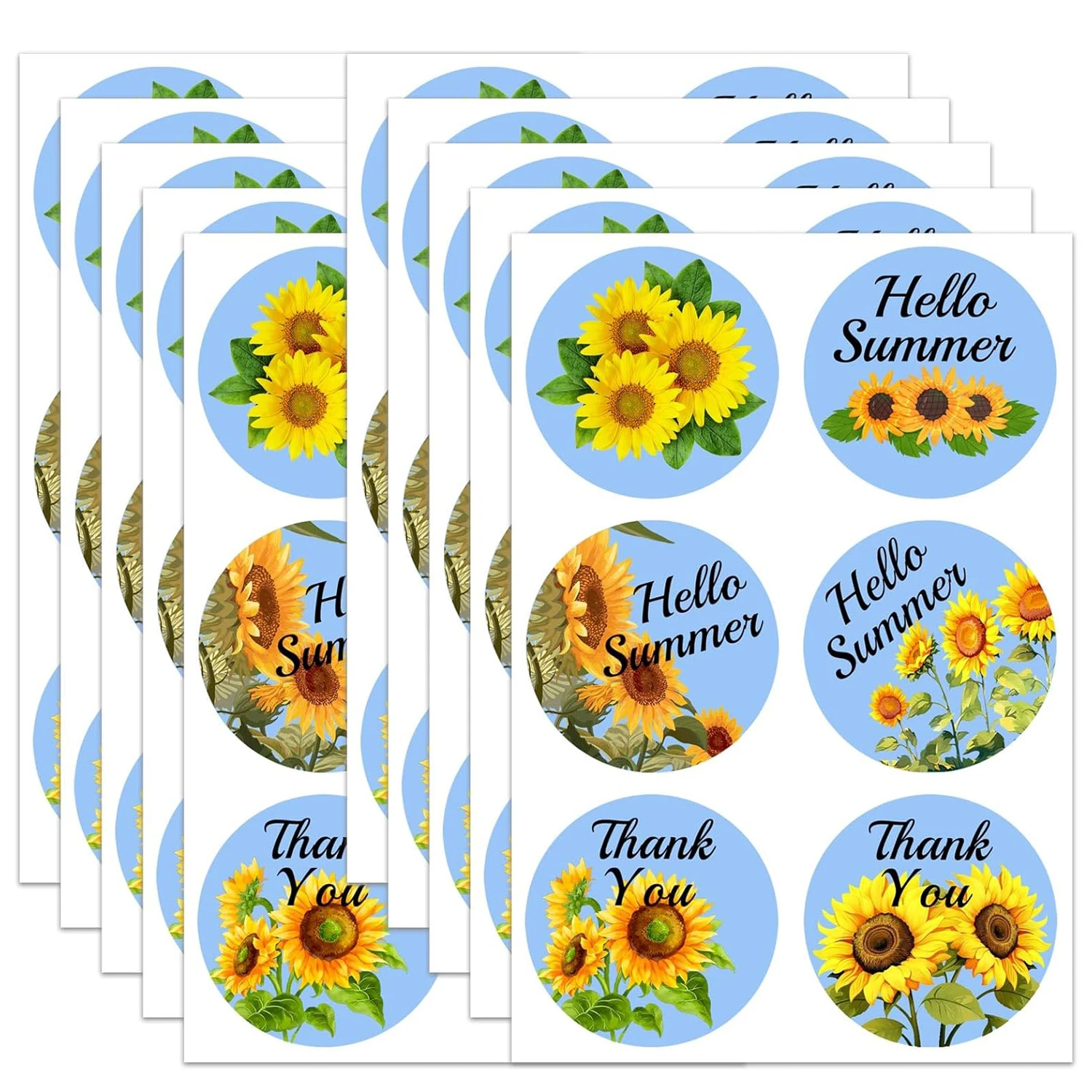 2 Inch Sunflower Hello Sunshine Stickers Roll Hello Summer Stickers - Holiday Stickers Tropical Beach Label 120pcs