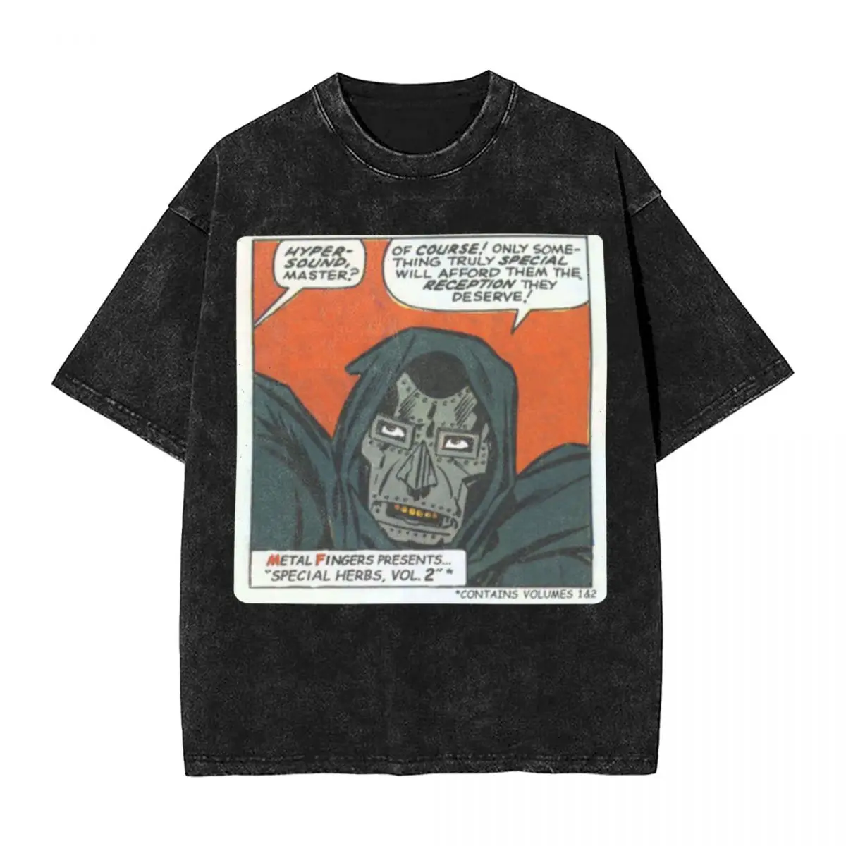 Washed T Shirts MF Doom Metal Fingerz Madvillain T-Shirt High Street Streetwear 100% Cotton Summer Tops for Men Women Tee Shirt