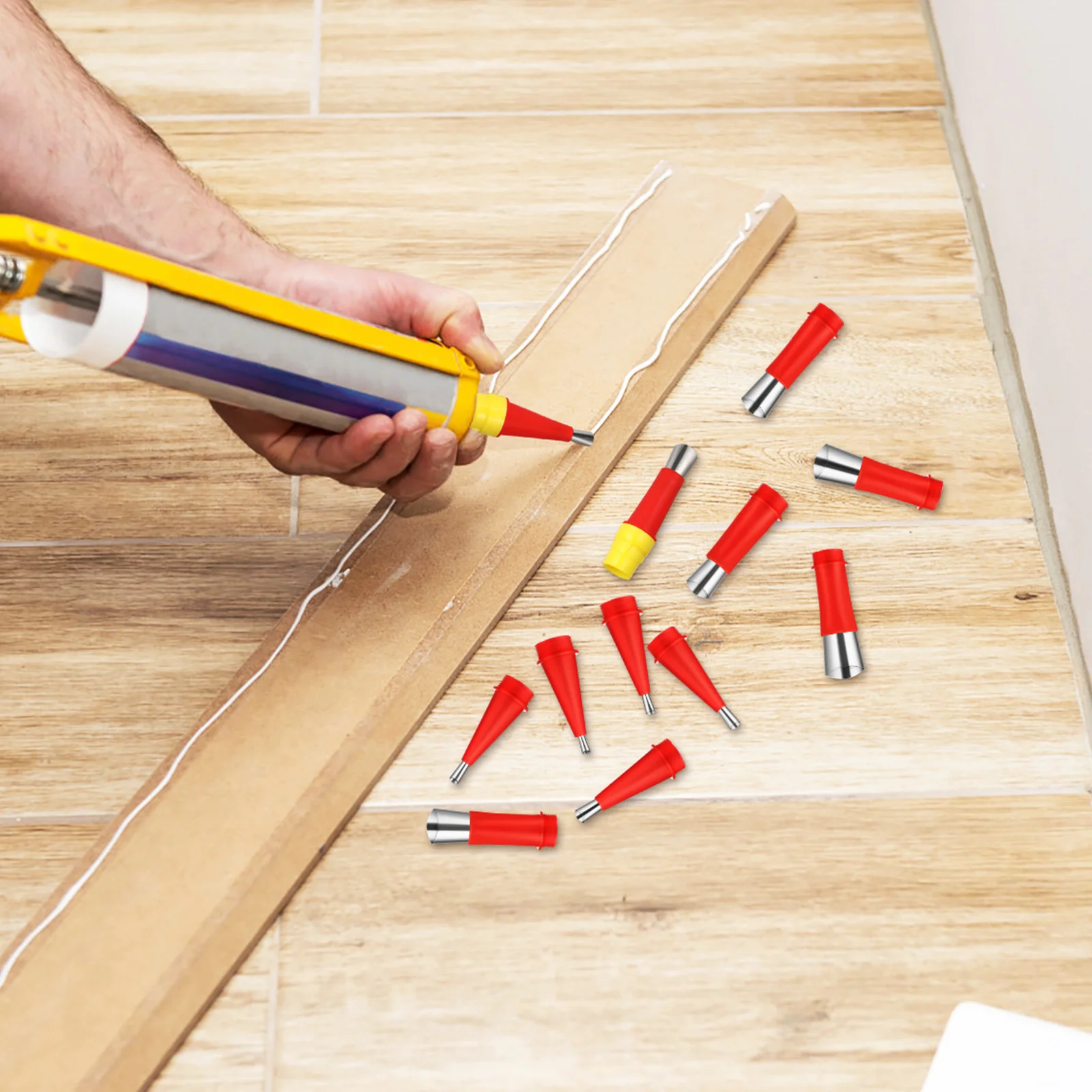 

1Set Caulking Nozzle Tool Kit Various Size Precision Tips Stainless Steel Ends Caulk Applicator Tips Caulking Supplies