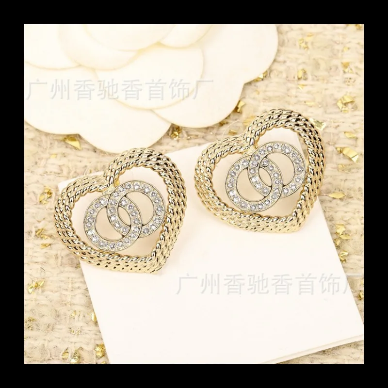 جديد تصميم جوفاء الحب الخوخ القلب أقراط تنوعا مزدوجة الماس تويست نمط الموضة #3