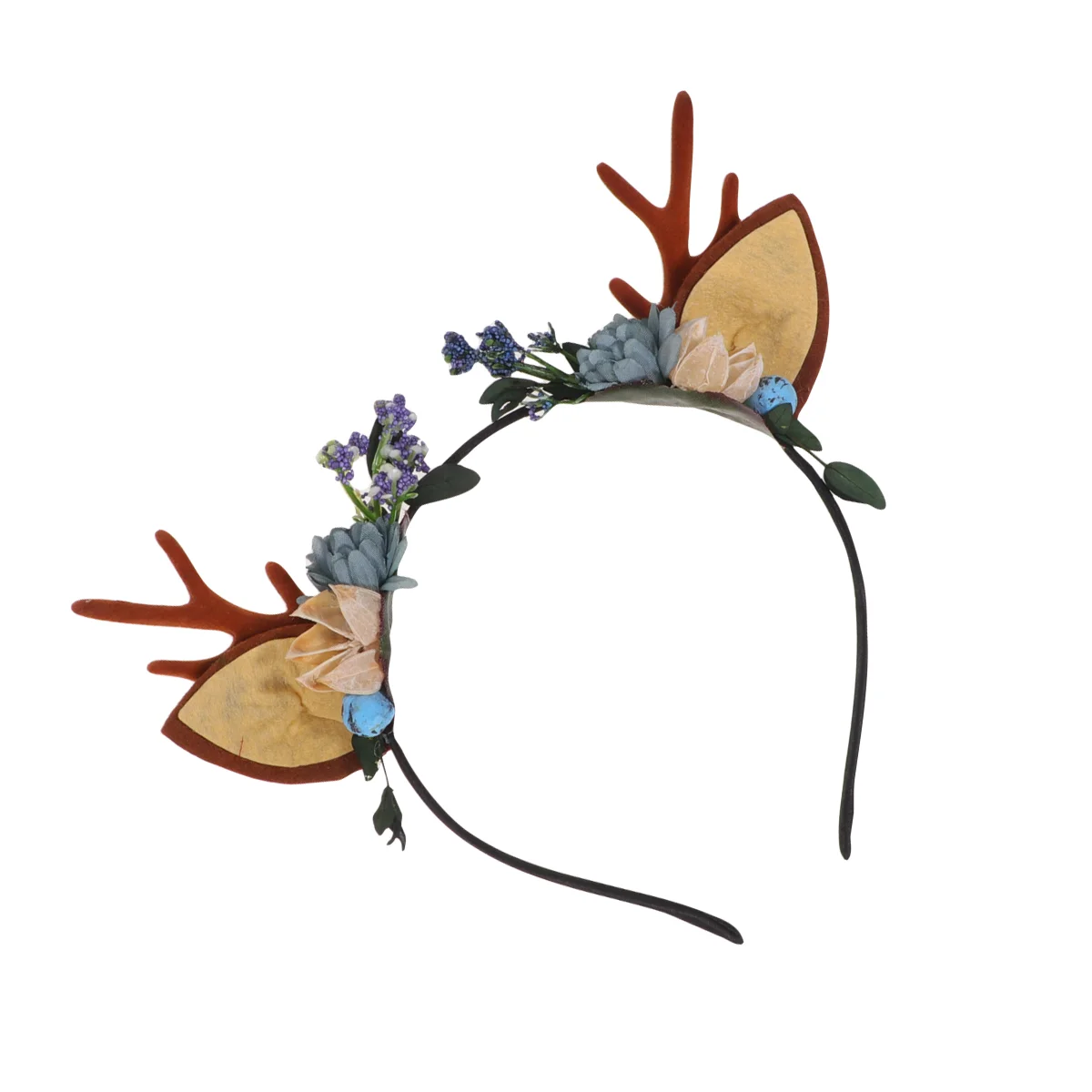 Elk Horn Headband Boho Clothes Antler Hair Hoop Headgear Flower Headwear Christmas Baby Girl Floral Headdress