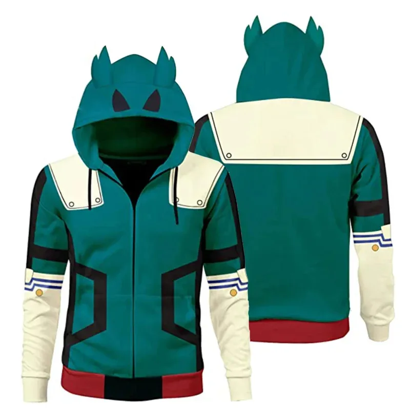Meu herói academia jaqueta para meninos mha moletom com capuz izuku midoriya deku orelhas cosplay traje anime com capuz casaco de halloween masculino