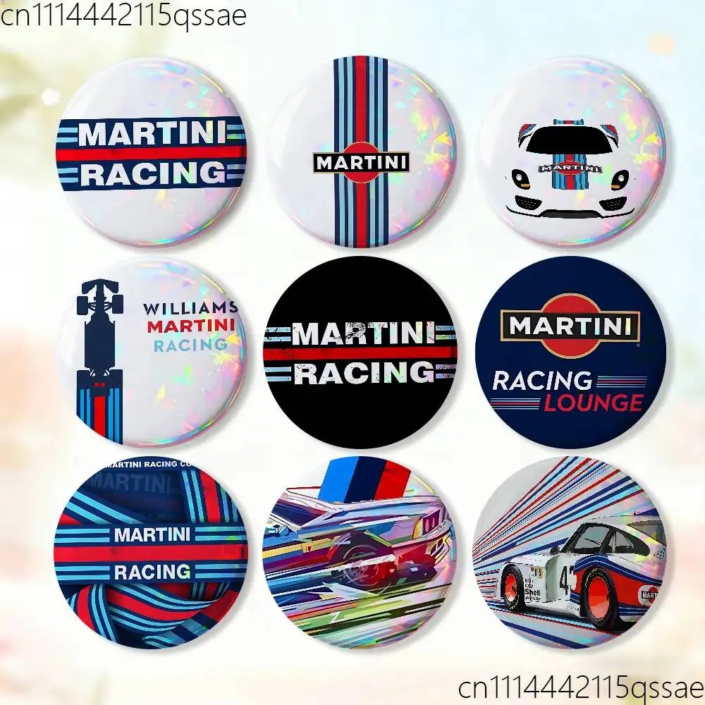 M-Martini-S Racing Livery Stripes 25/32/44/58/75mm Round Cosplay Pin Bag Decor Fans Collect Friends Gifts Brooch Souvenir
