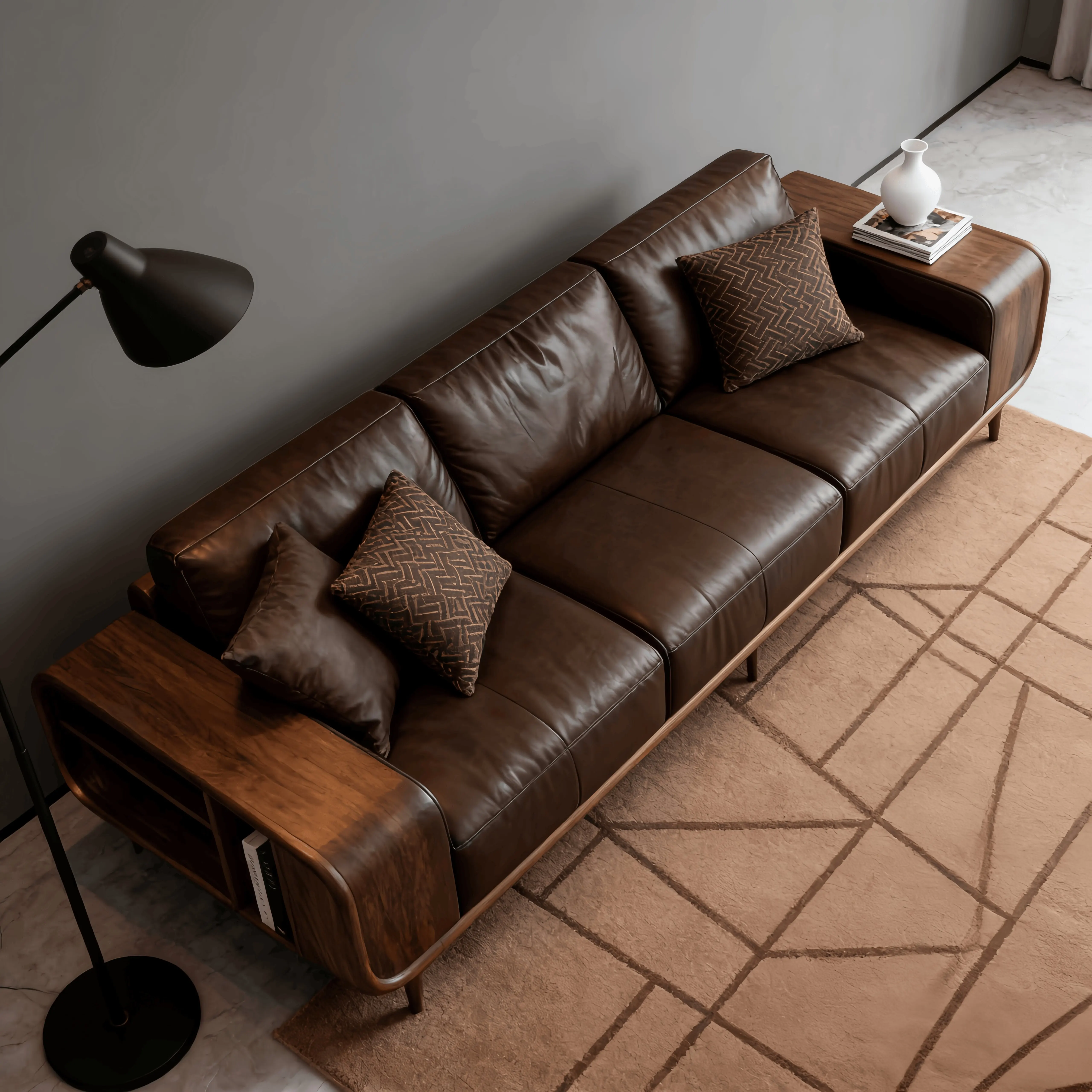 

New Chinese style, solid wood sofa living room, modern simple home light luxury high-end straight rowY