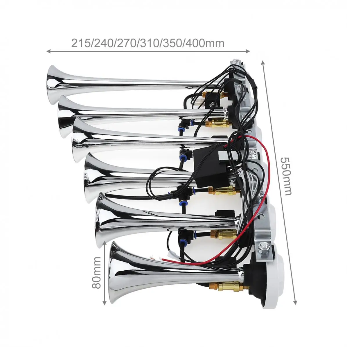 12V 24V 200db 6 Trumpets Super Loud 8 Sounds Alarm Air Horn Compressor Kit Multi-tone Claxon Horn for Motorcycle Boat Truck Car