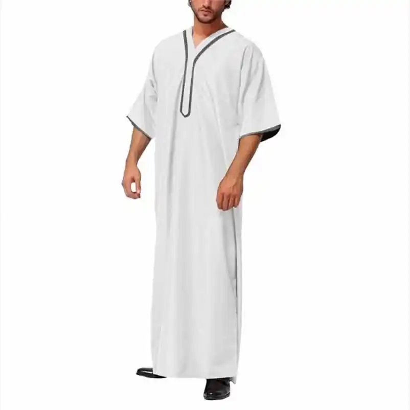 

ort Ktan Robe Casual irt Sve Thobe Men's Clothing Polyester Fiber Ultra-ort Length Zipper Closure Color Summer ...