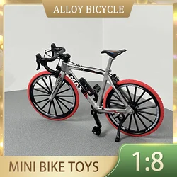 1:8 Mini Model Alloy Bicycle Pocket Portable Diecast Metal Racing Finger Mountain Bike Simulation Collection Toys Boys
