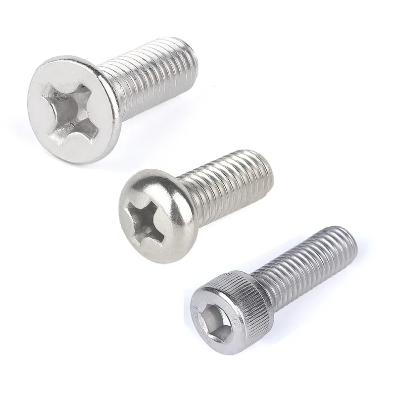 250 pc/set A2 stainless steel M3 cap/button/flat head screws sets hex socket bolts with hex nuts assortment kit