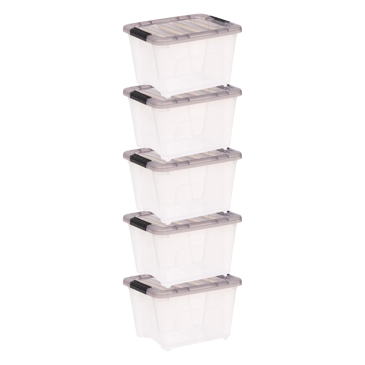 

19 Qt. (4.75 gal.) Clear Latch Box, Stackable Plastic Storage Bins with Lids, Set of 5