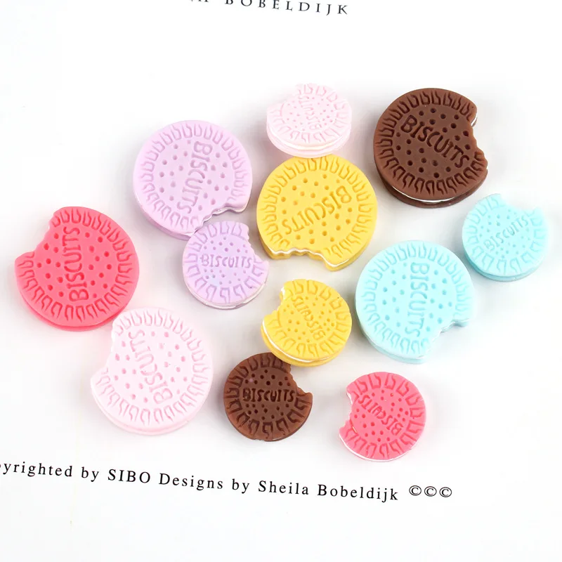 10Pcs Simulation Biscuit Flat Resin Cabochon Flatback Fake Food Play Phone Case Decoration Craft DIY Scrapbooking Accessories