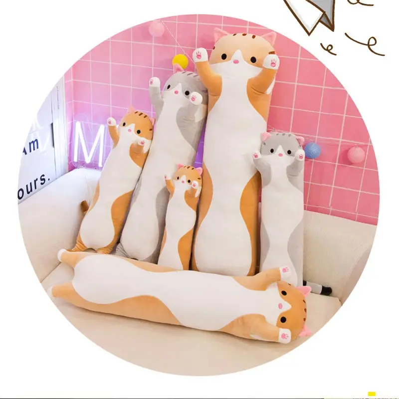 50 Long Cat Plush Toys Cute Animal Cat Creative Long Soft Toys Office Break Nap Sleeping Pillow Stuffed Gift Doll for Kids